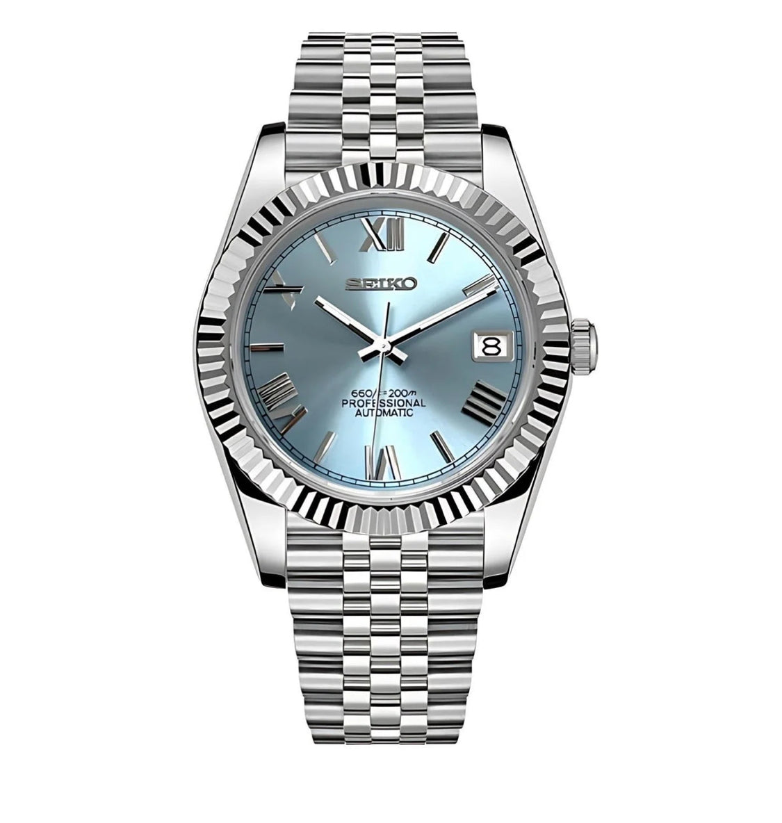 SEIKO MOD DATEJUST ROMAN ICE BLUE