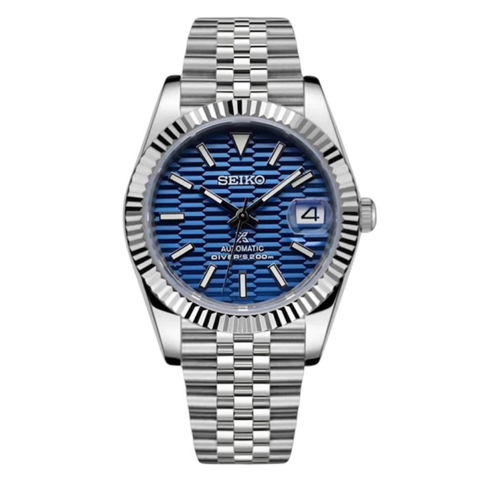 SEIKO MOD DATEJUST BLUE PATTERN