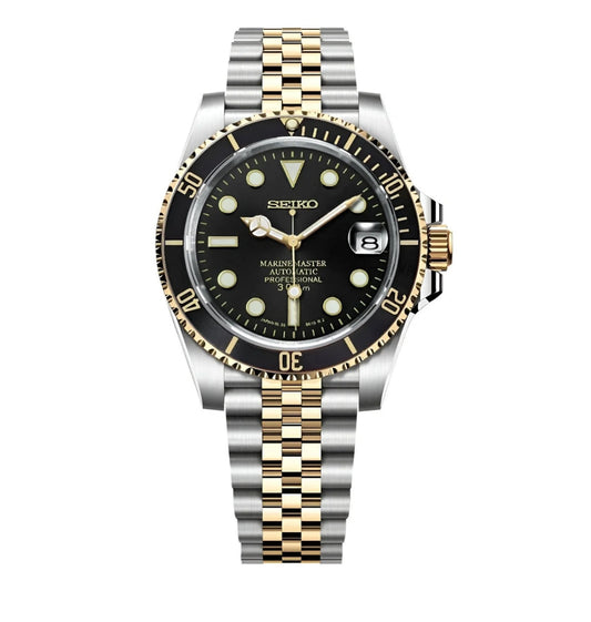 SEIKO MOD SUBMARINER GOLD-BLACK-SILVER