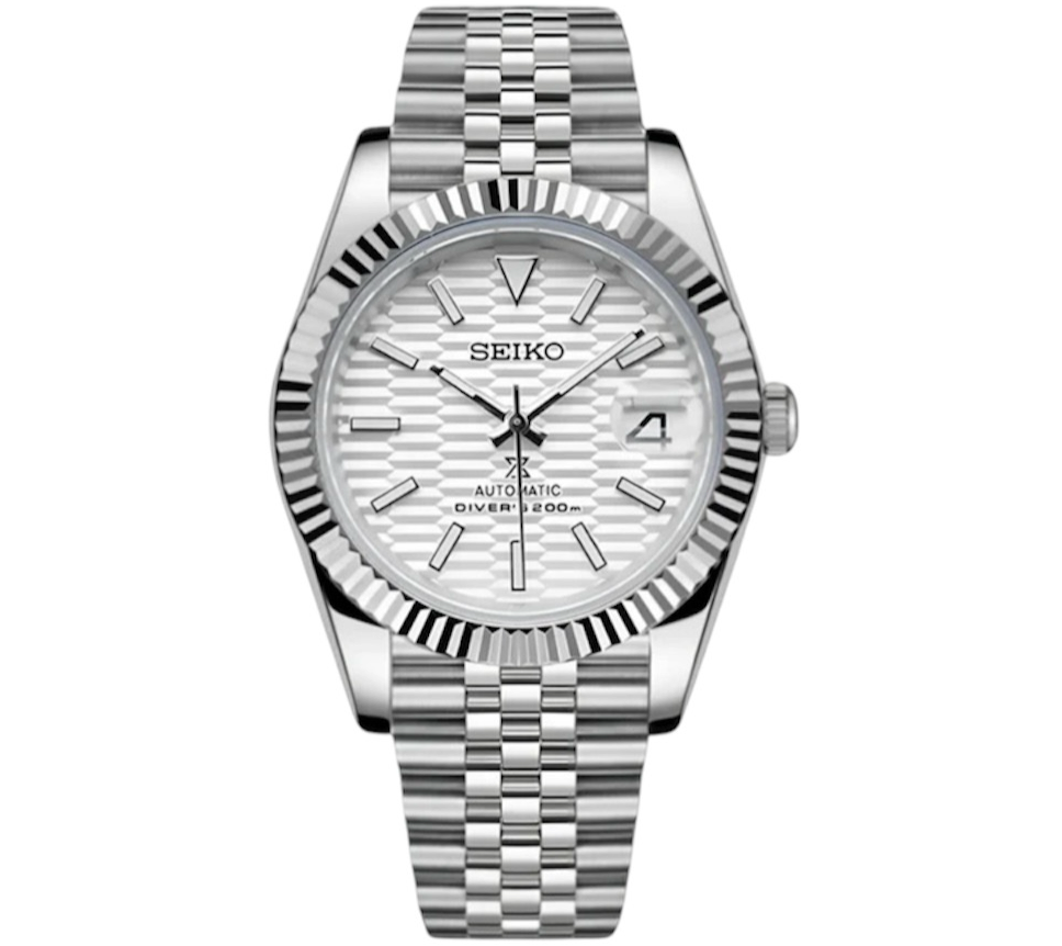 SEIKO MOD DATEJUST WHITE PATTERN