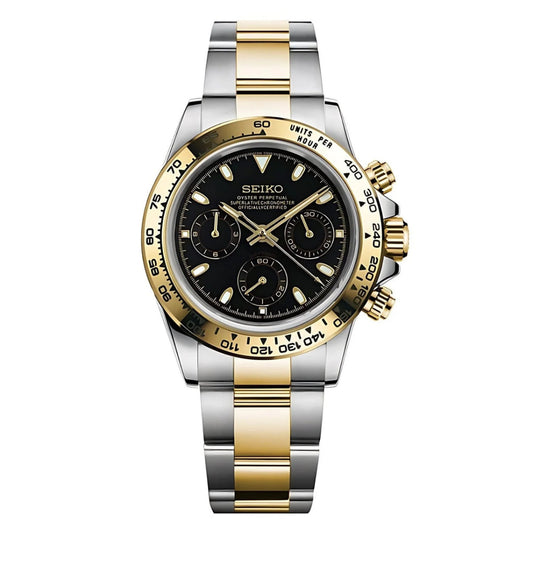 SEIKO MOD DAYTONA SILVER-GOLD-BLACK