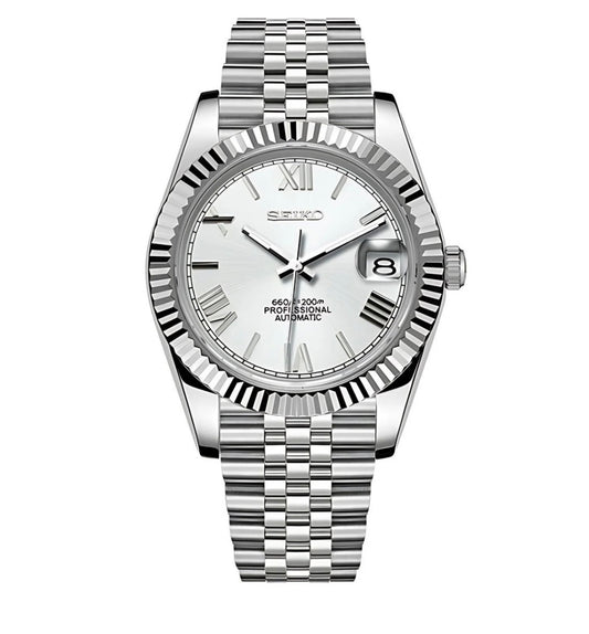 SEIKO MOD DATEJUST ROMAN SILVER