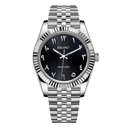 SEIKO MOD DATEJUST ARABIC BLACK TEXTURED